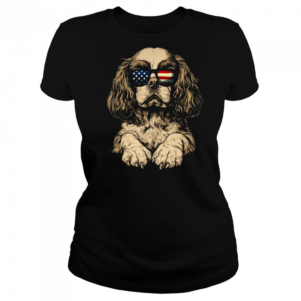 Patriotic Cavalier King Charles Spaniel Dog USA Flag 4th Of July shirt Women's T-shirt
