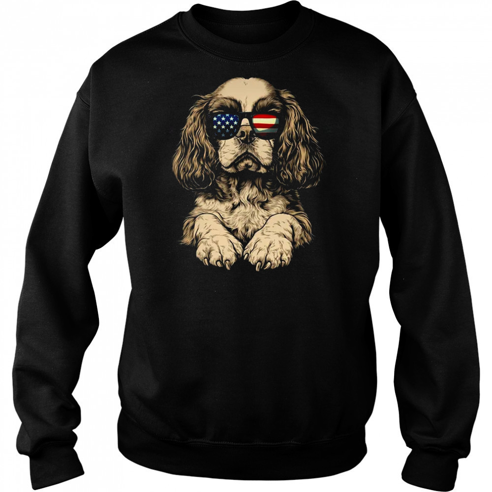 Patriotic Cavalier King Charles Spaniel Dog USA Flag 4th Of July shirt Hoodie