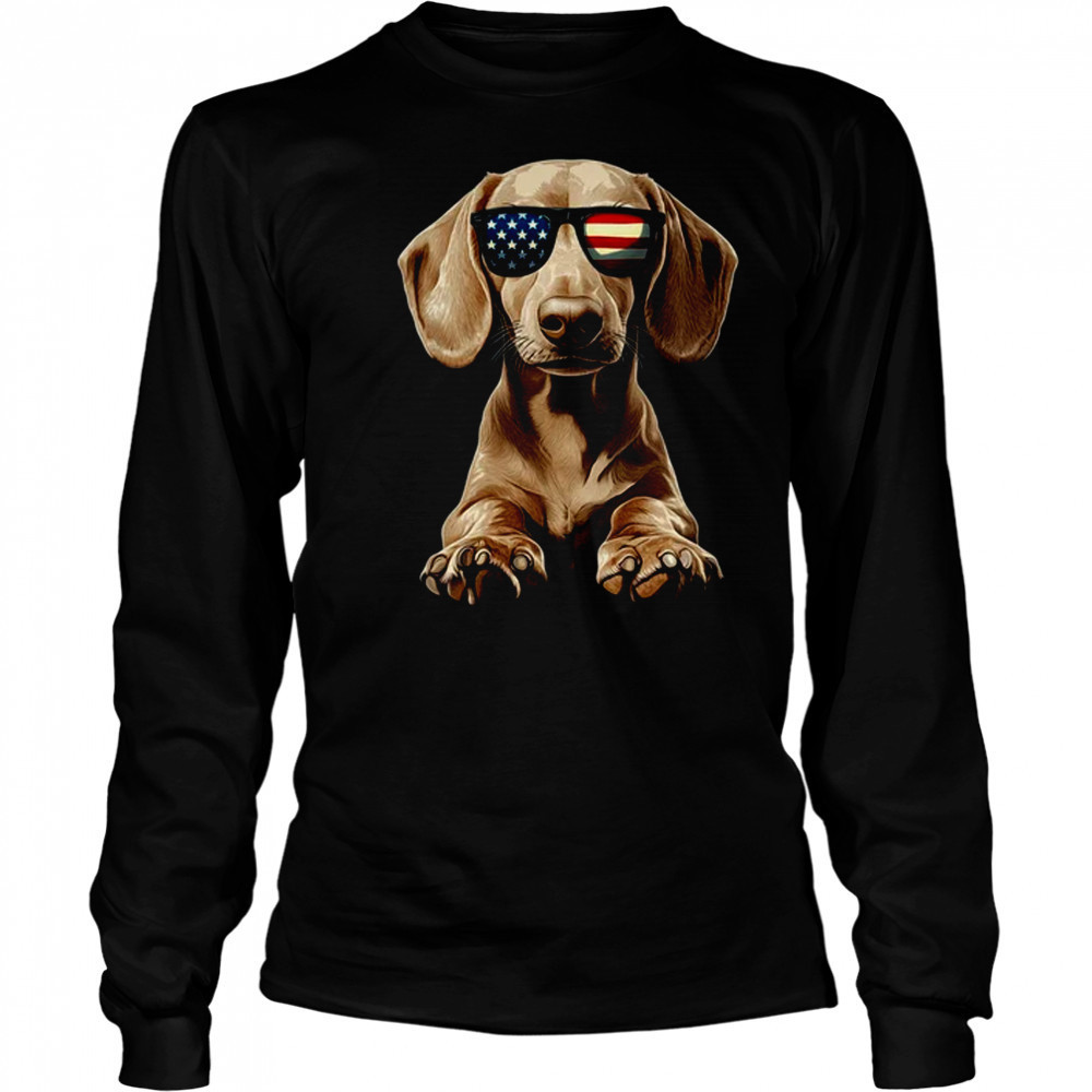 Patriotic Dachshund Dog USA Flag 4th Of July shirt Long Sleeved