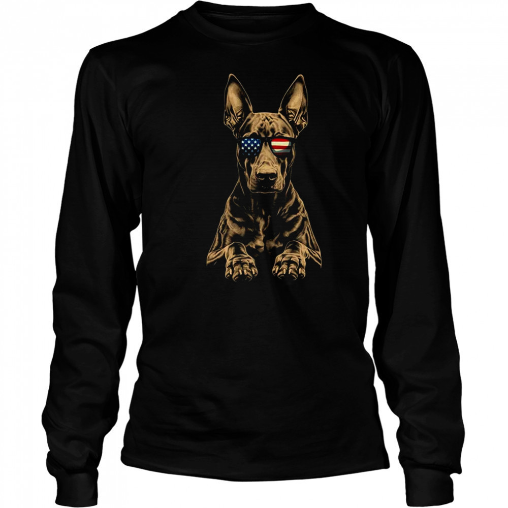 Patriotic Doberman Dog USA Flag 4th Of July shirt Long Sleeved