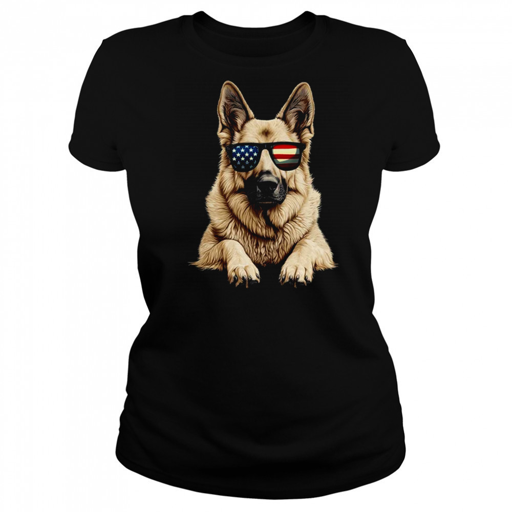 Patriotic German Shepherd Dog USA Flag 4th Of July shirt Women's T-shirt