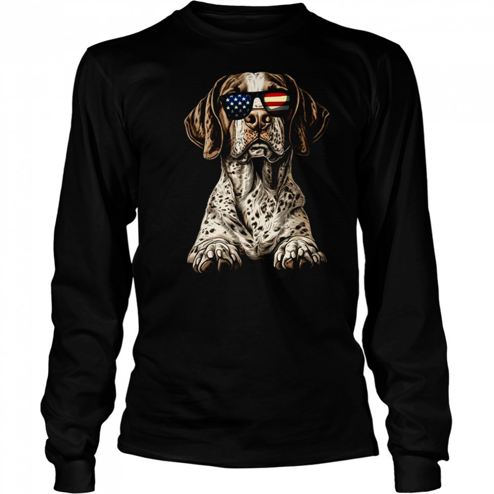 Patriotic German Shorthaired Pointer Dog USA Flag 4th Of July shirt Long Sleeved