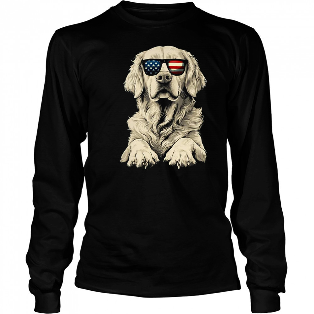 Patriotic Golden Retriever Dog USA Flag 4th Of July shirt Long Sleeved