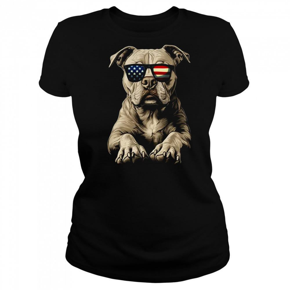Patriotic Pitbull Dog USA Flag 4th Of July shirt Women's T-shirt