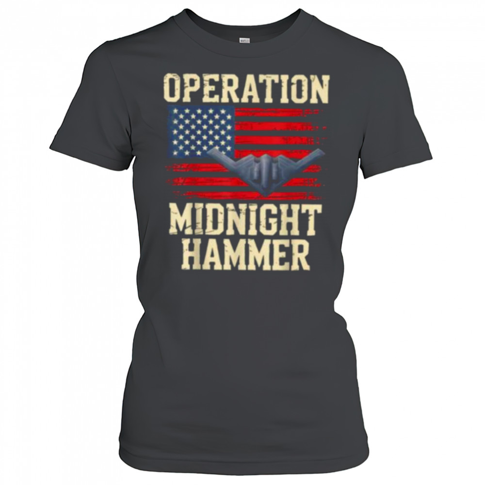 Retro Midnight Hammer B 2 Stealth Jet Operation USA Flag T Shirt Women's T-shirt