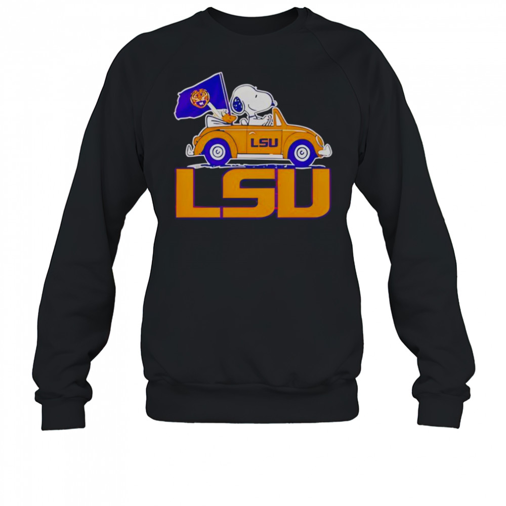 Top LSU Tigers Snoopy Go By Car T-Shirt Sweatshirt