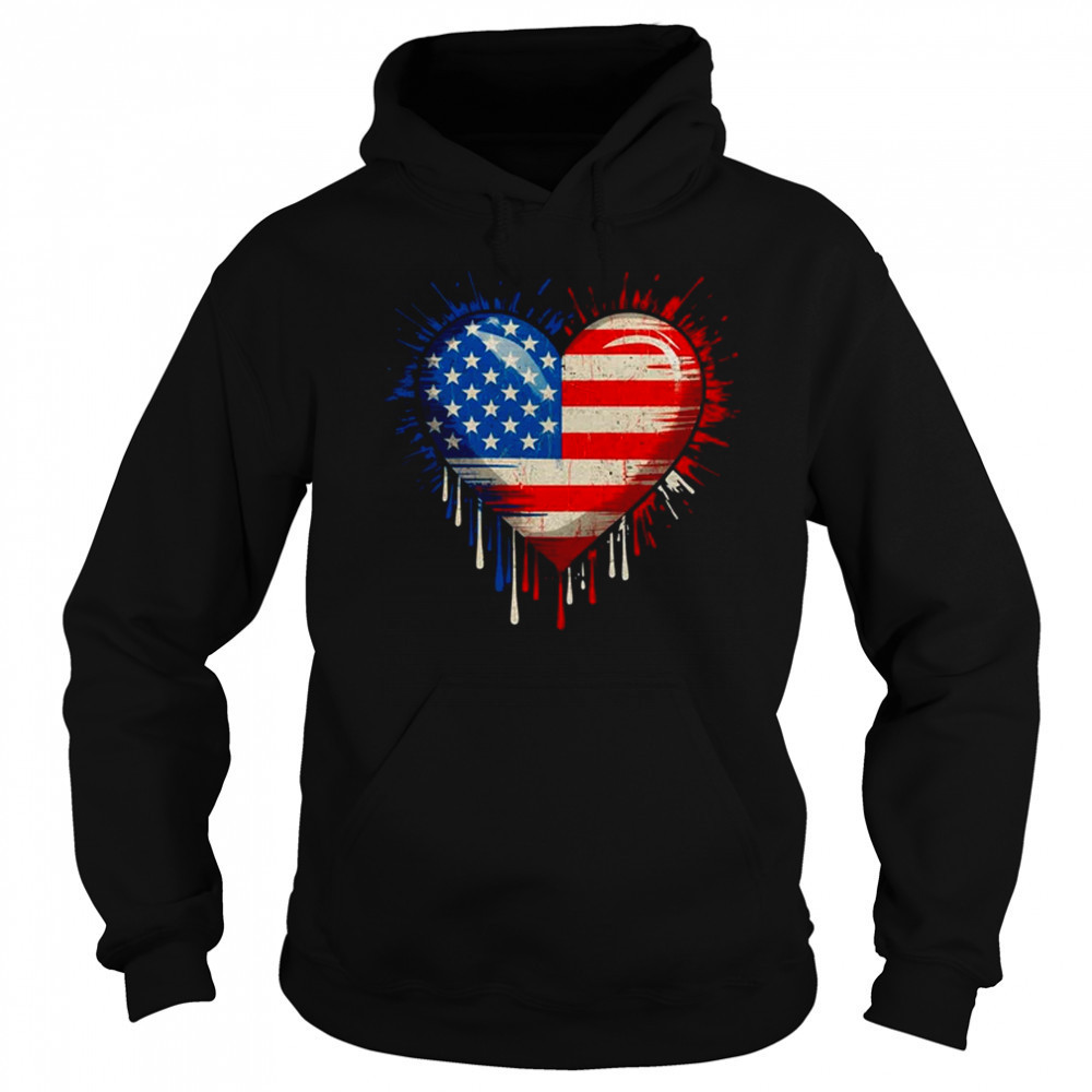 Vintage USA Heart 4th Of July Patriotic American Flag shirt Sweatshirt