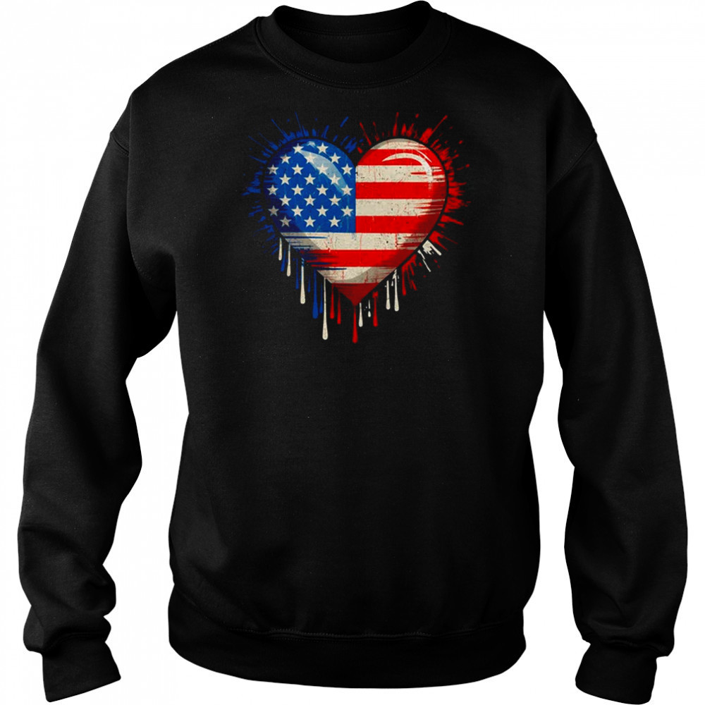 Vintage USA Heart 4th Of July Patriotic American Flag shirt Hoodie