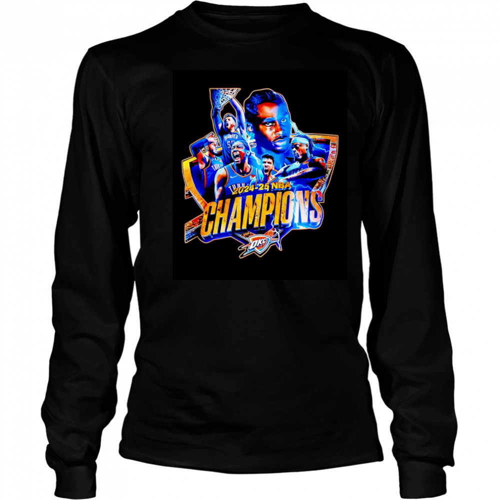 2024-25 NBA Champions Oklahoma City Thunder logo shirt Long Sleeved