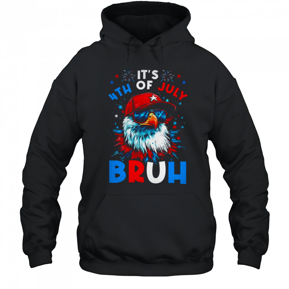 Bruh 4th Of July Boys Kids Fourth Of July Bald Eagle shirt Hoodie