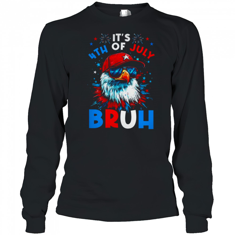 Bruh 4th Of July Boys Kids Fourth Of July Bald Eagle shirt Long Sleeved