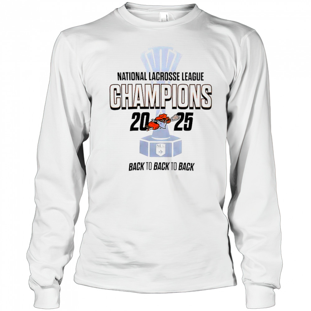 Buffalo Bandits National Lacrosse League Champions 2025 Back To Back To Back Logo T-Shirt Long Sleeved