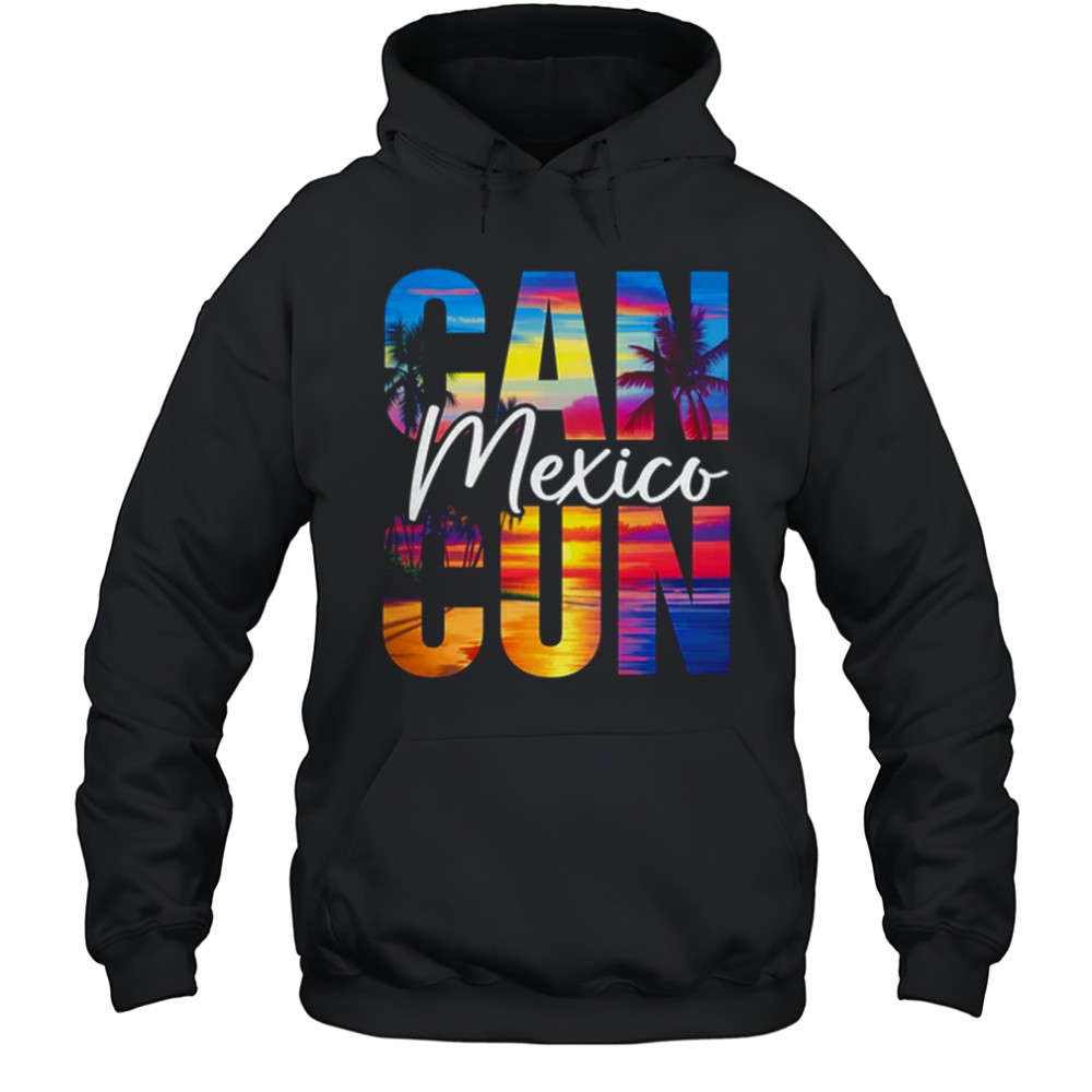Cancun Mexico Palm Tree Sunset Beach Summer Vacation Trip shirt Hoodie