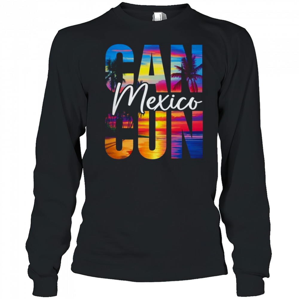 Cancun Mexico Palm Tree Sunset Beach Summer Vacation Trip shirt Long Sleeved