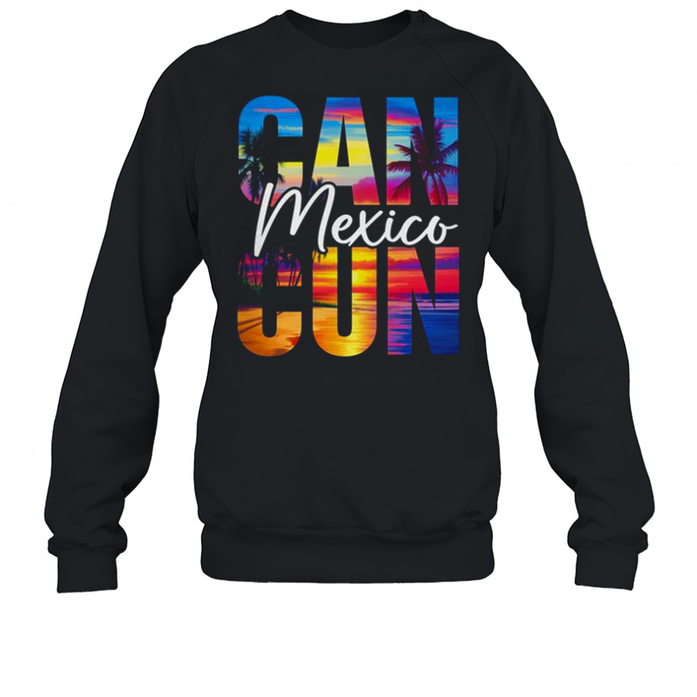 Cancun Mexico Palm Tree Sunset Beach Summer Vacation Trip shirt Sweatshirt