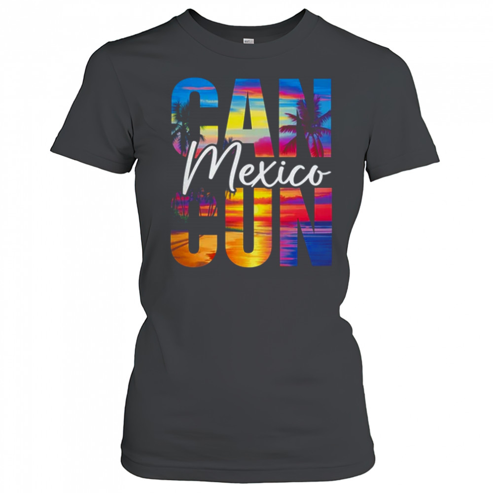 Cancun Mexico Palm Tree Sunset Beach Summer Vacation Trip shirt Women's T-shirt