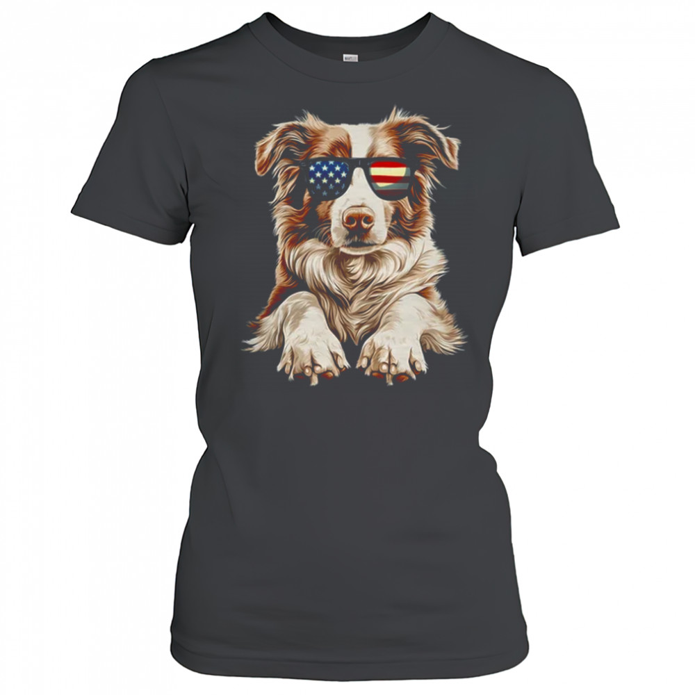 Patriotic Australian Shepherd Dog USA Flag 4th Of July shirt Women's T-shirt