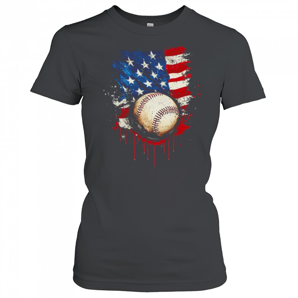 Patriotic Baseball 4th Of July Men Boys USA American Flag shirt Women's T-shirt