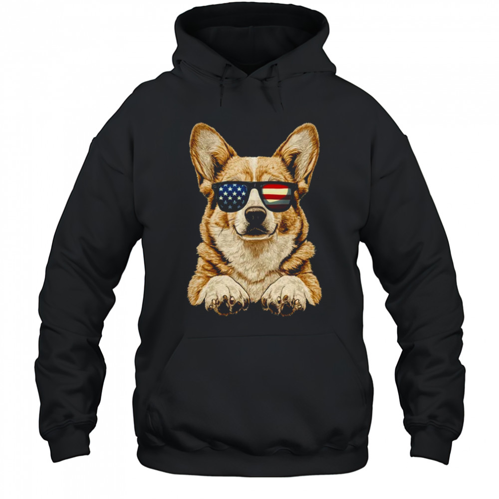 Patriotic Corgi Dog USA Flag 4th Of July shirt Hoodie