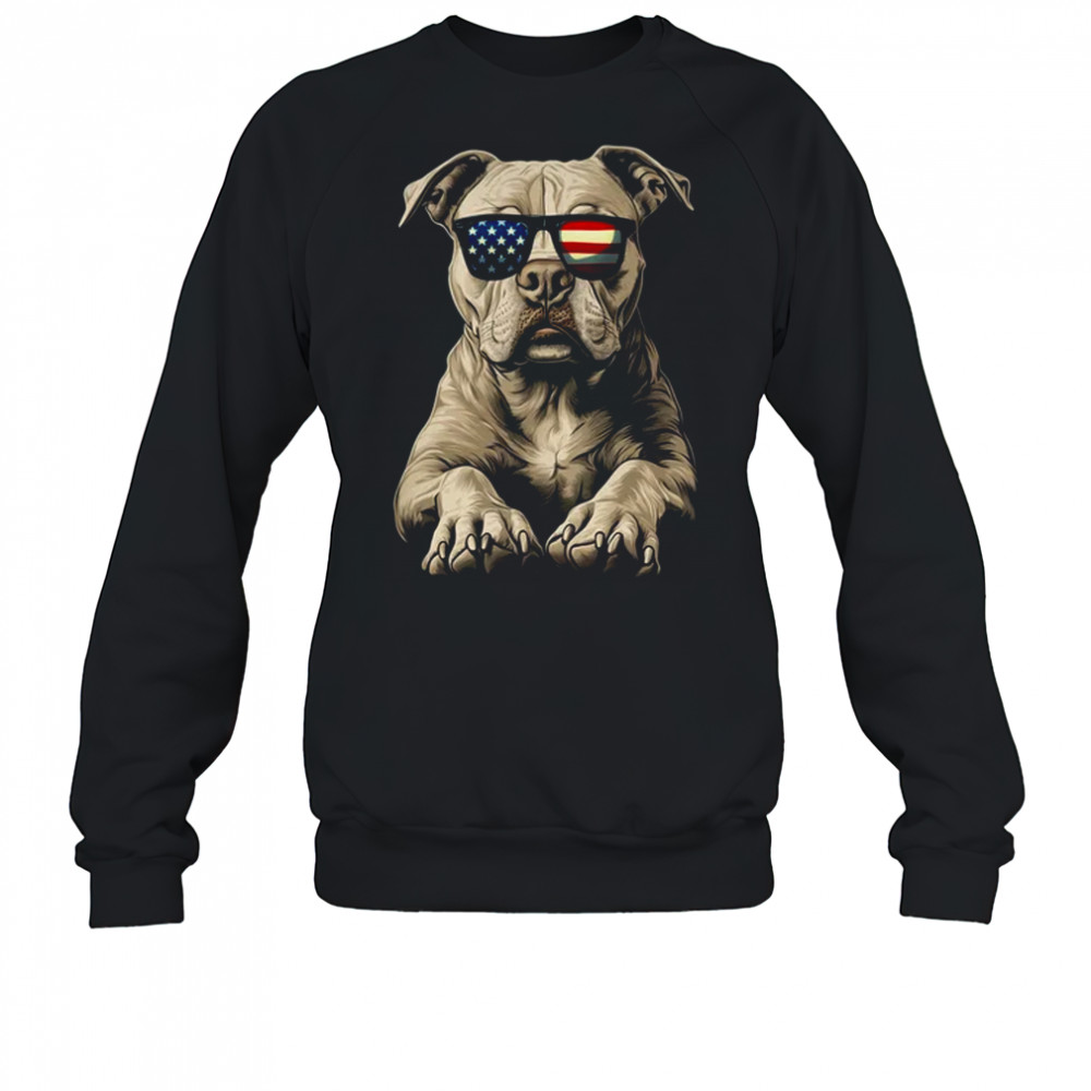 Patriotic Pitbull Dog USA Flag 4th Of July shirt Sweatshirt