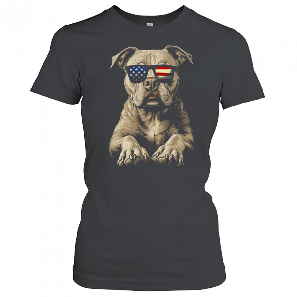 Patriotic Pitbull Dog USA Flag 4th Of July shirt Women's T-shirt