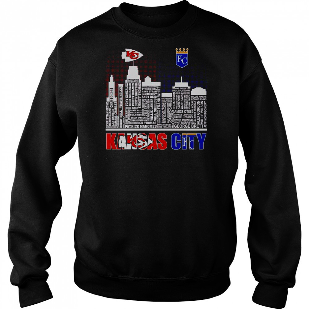 Skyline Name Kansas City Chiefs And Royals T-Shirt Hoodie