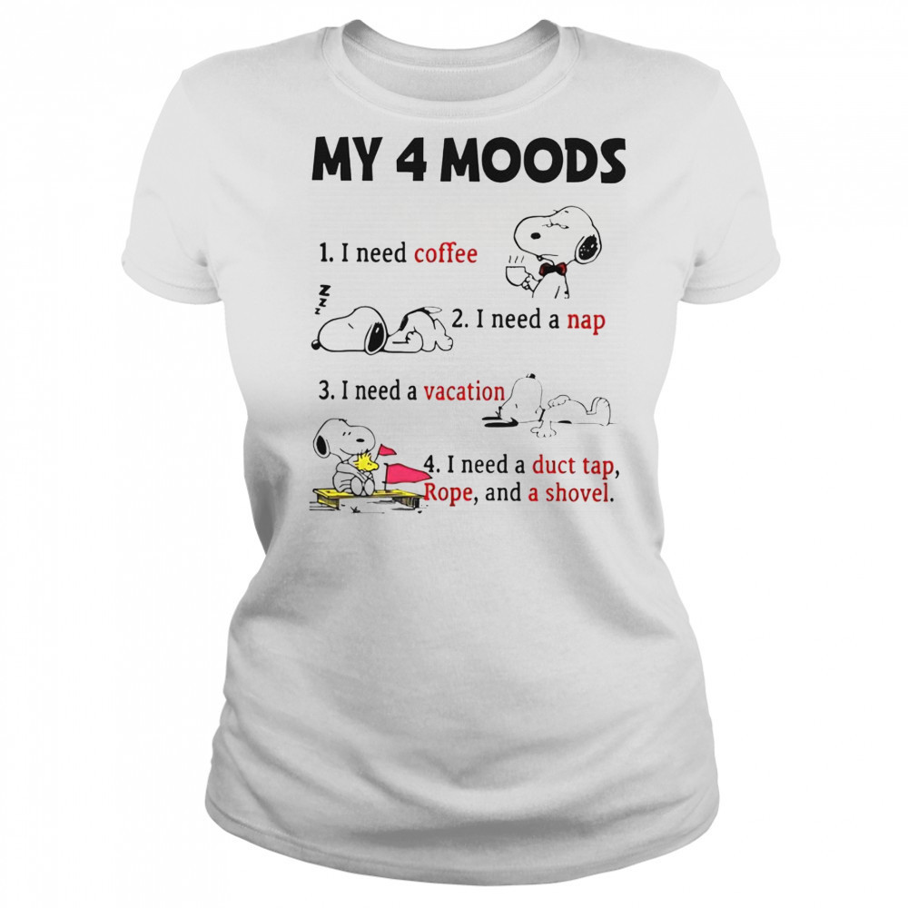 Snoopy My 4 Moods I Need Coffee I Need A Nap I Need A Vacation T-Shirt Women's T-shirt
