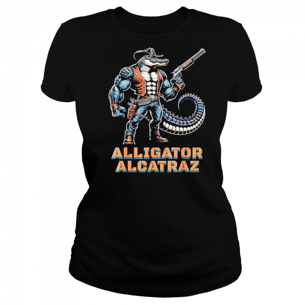 Alligator alcatraz crocodile cowboy gun shirt Women's T-shirt