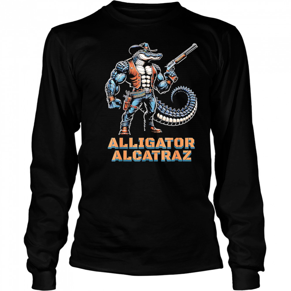 Alligator alcatraz crocodile cowboy gun shirt Long Sleeved
