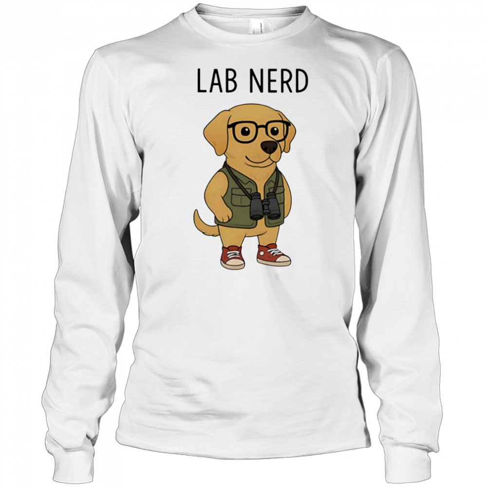 Lab Nerd dog cute cartoon shirt Long Sleeved