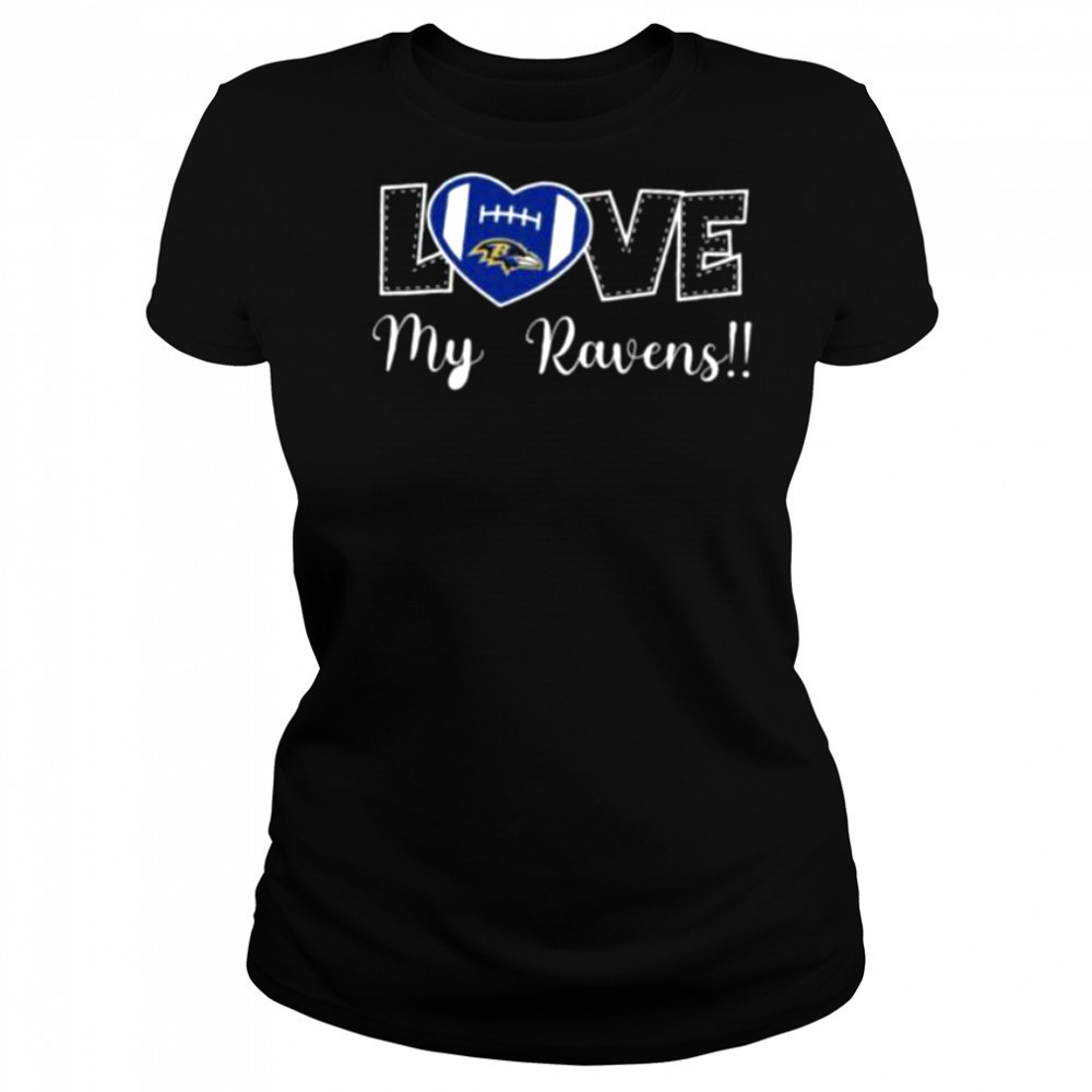 Love My Ravens Heart Football Shirt Women's T-shirt