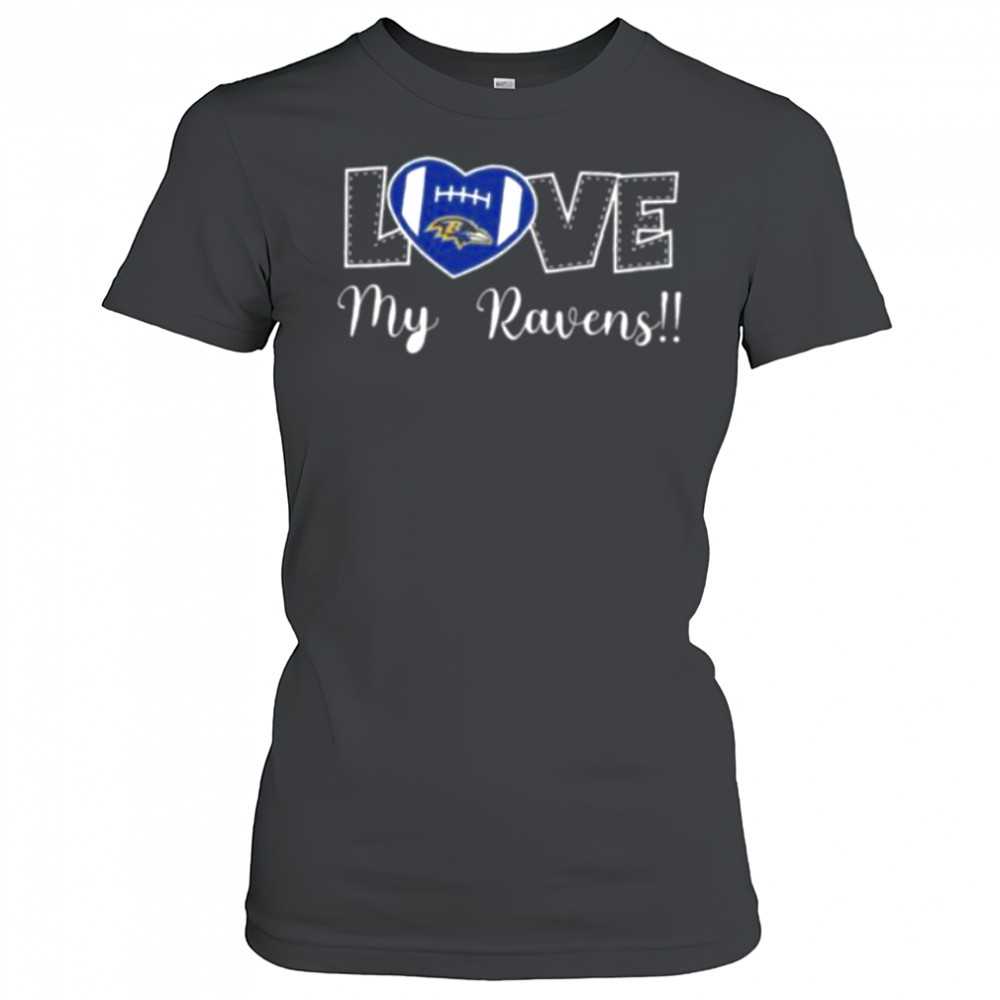 Love My Ravens Heart Football Shirt Women's T-shirt