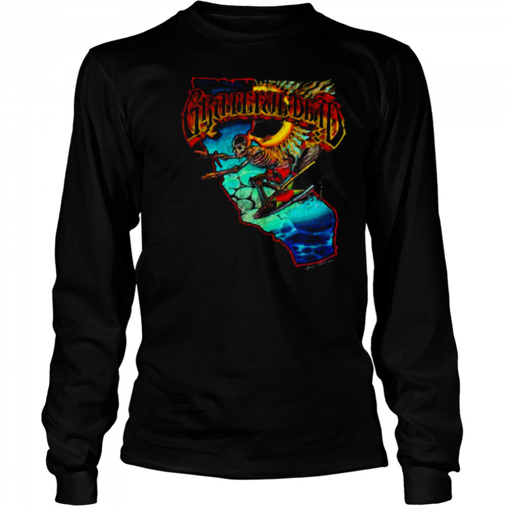 Mens Grateful Dead Surfing California Skeleton Vintage Band Shirt Long Sleeved