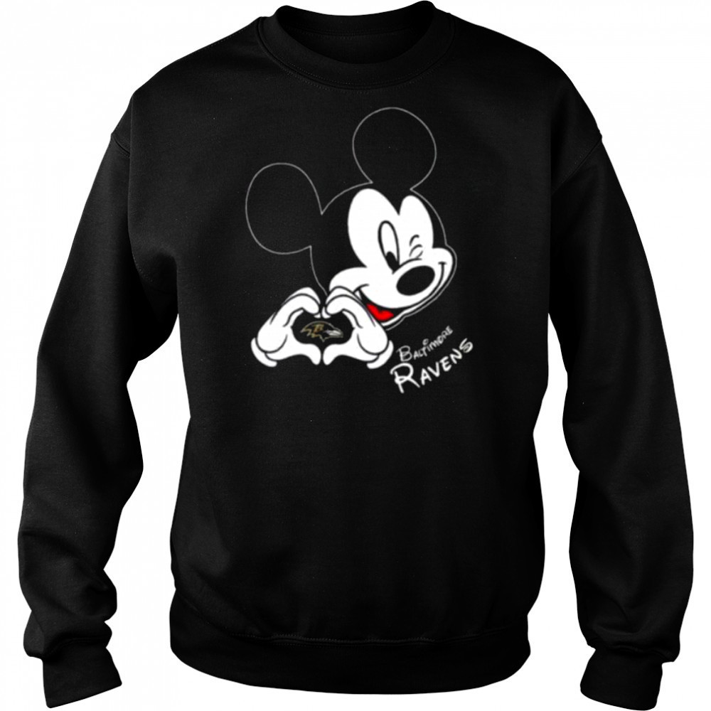 Mickey Mouse Love for Baltimore Ravens Shirt Hoodie