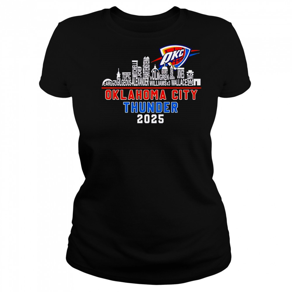 Oklahoma City Thunder Skyline Name 2025 Western Conference Champions T-Shirt Women's T-shirt