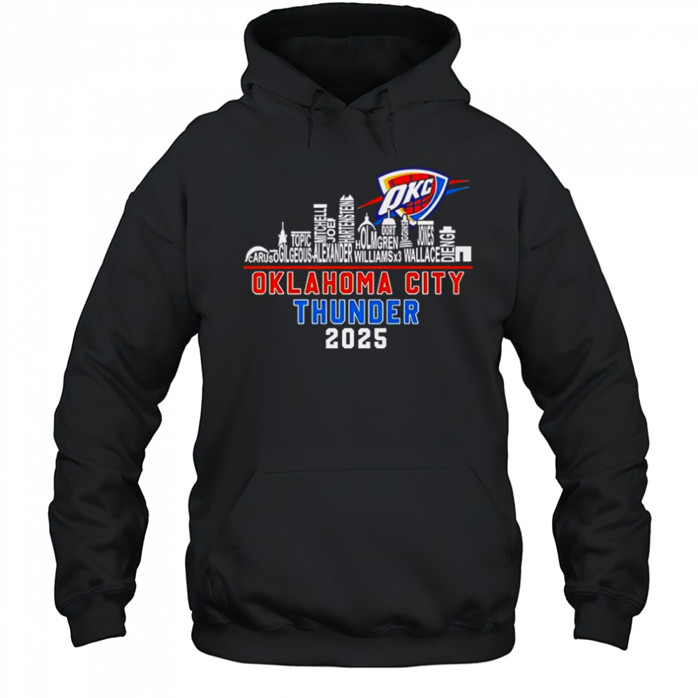 Oklahoma City Thunder Skyline Name 2025 Western Conference Champions T-Shirt Hoodie