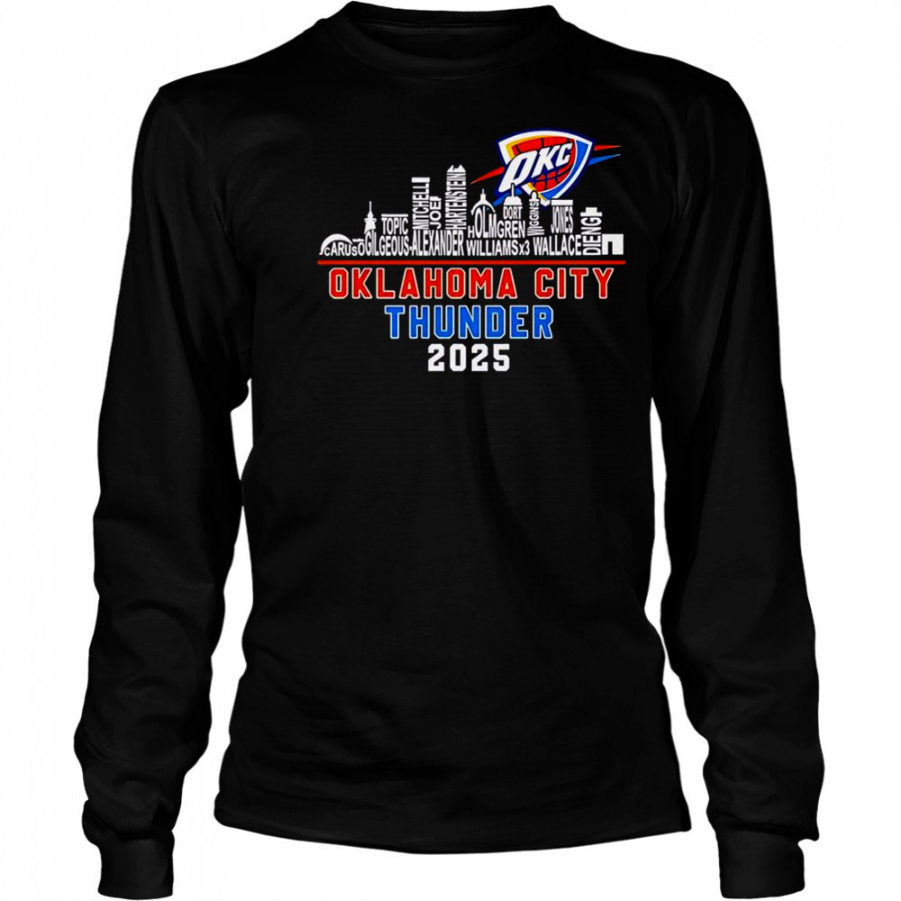 Oklahoma City Thunder Skyline Name 2025 Western Conference Champions T-Shirt Long Sleeved
