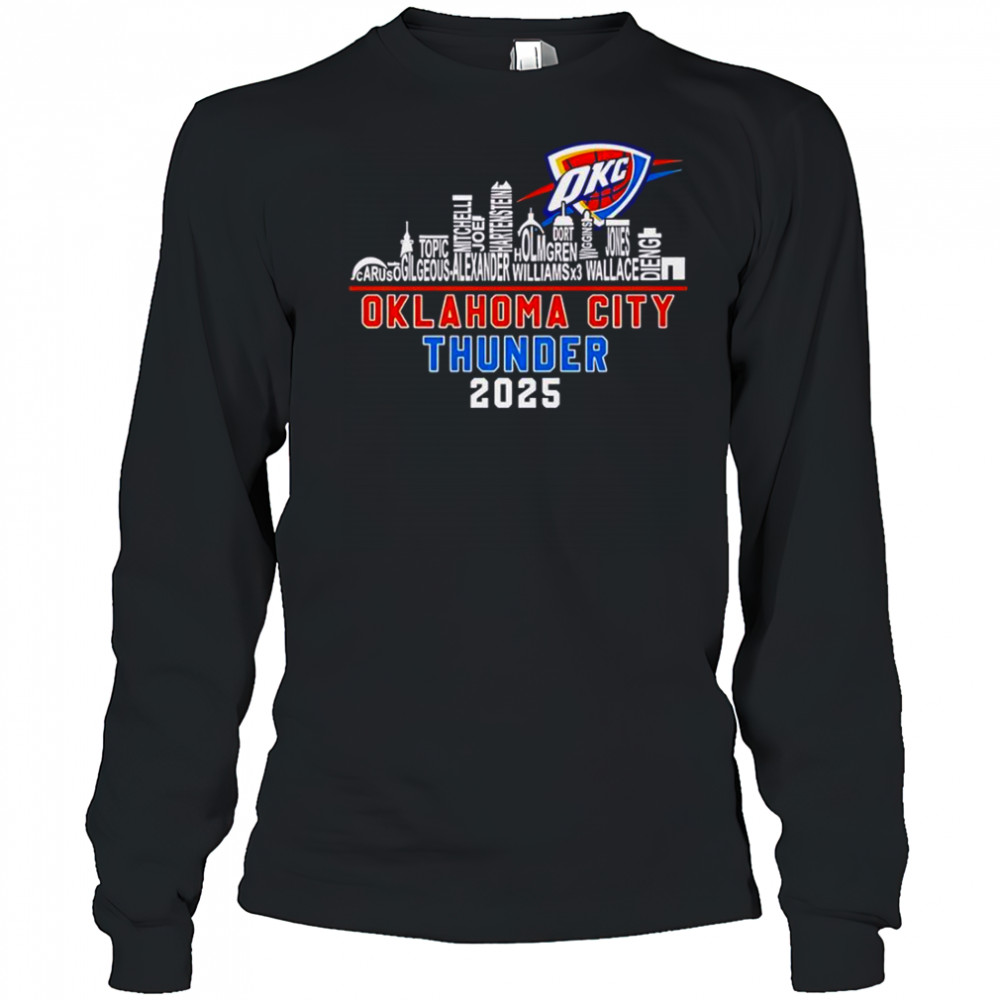 Oklahoma City Thunder Skyline Name 2025 Western Conference Champions T-Shirt Long Sleeved