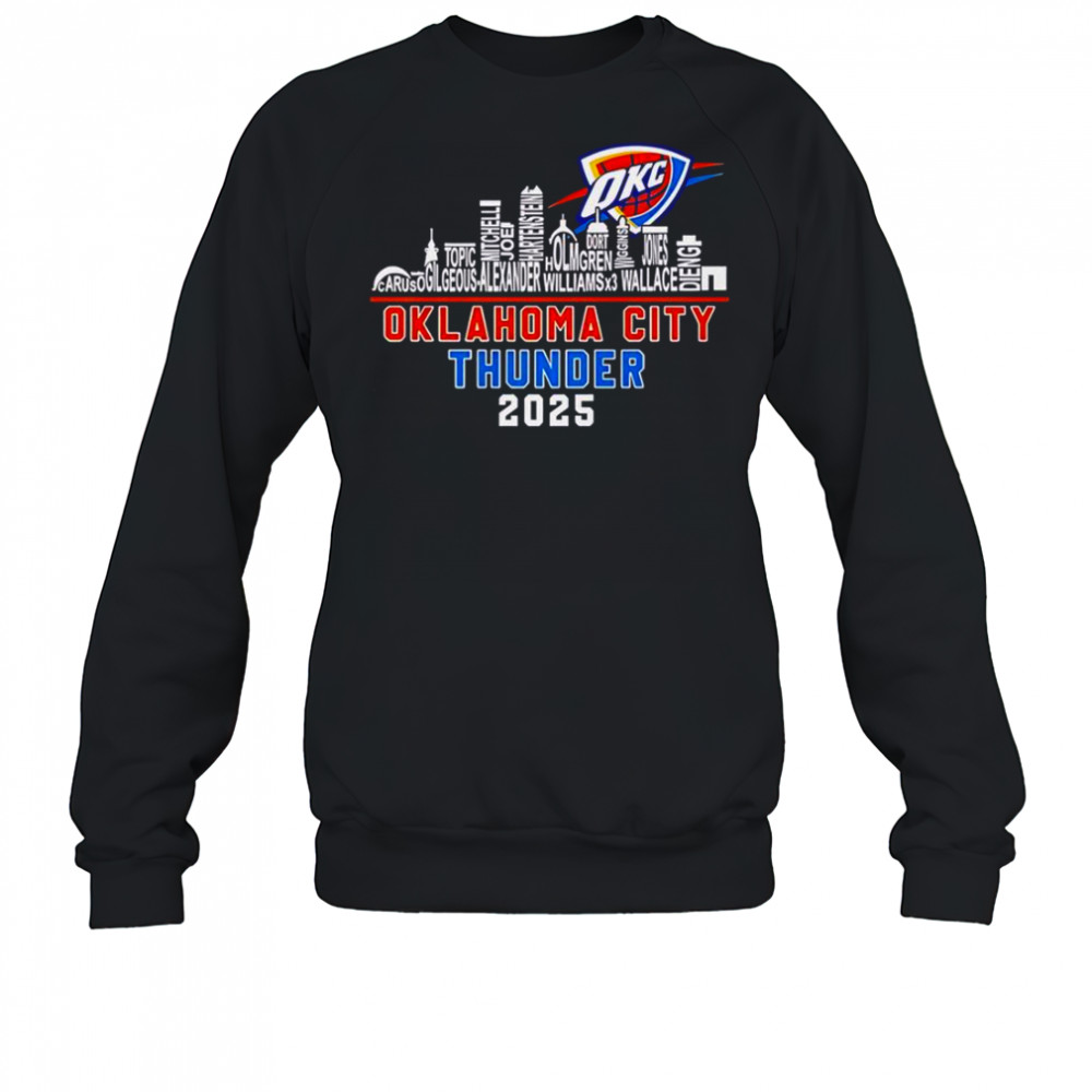 Oklahoma City Thunder Skyline Name 2025 Western Conference Champions T-Shirt Sweatshirt