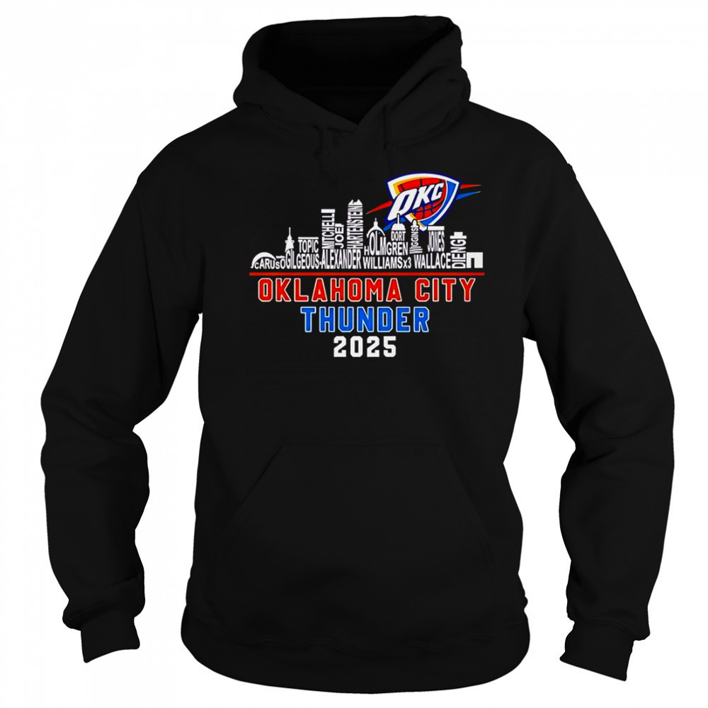 Oklahoma City Thunder Skyline Name 2025 Western Conference Champions T-Shirt Sweatshirt