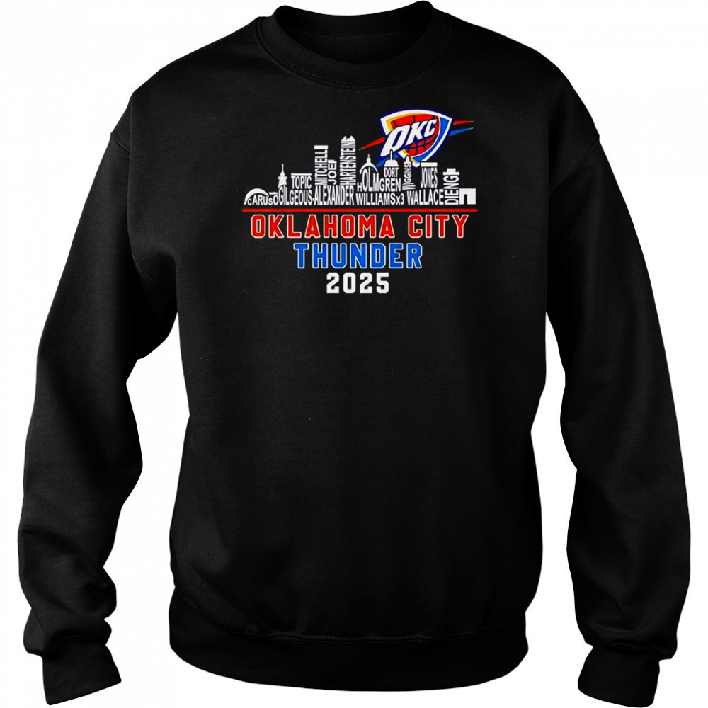Oklahoma City Thunder Skyline Name 2025 Western Conference Champions T-Shirt Hoodie