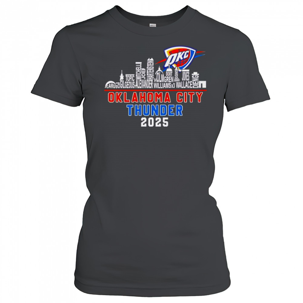 Oklahoma City Thunder Skyline Name 2025 Western Conference Champions T-Shirt Women's T-shirt