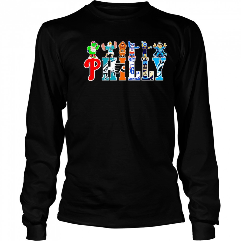 Philly sports mascot cartoon shirt Long Sleeved