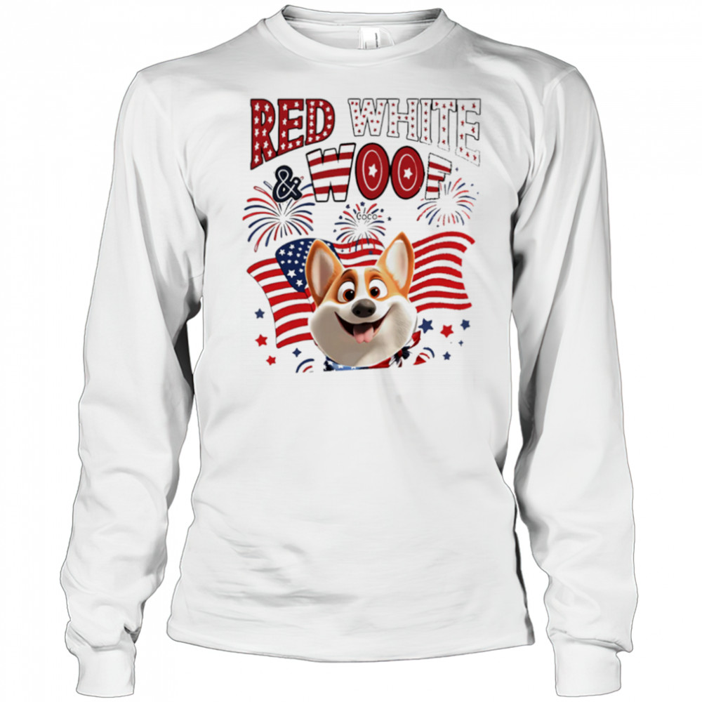 Red White and Woof cartoon shirt Long Sleeved