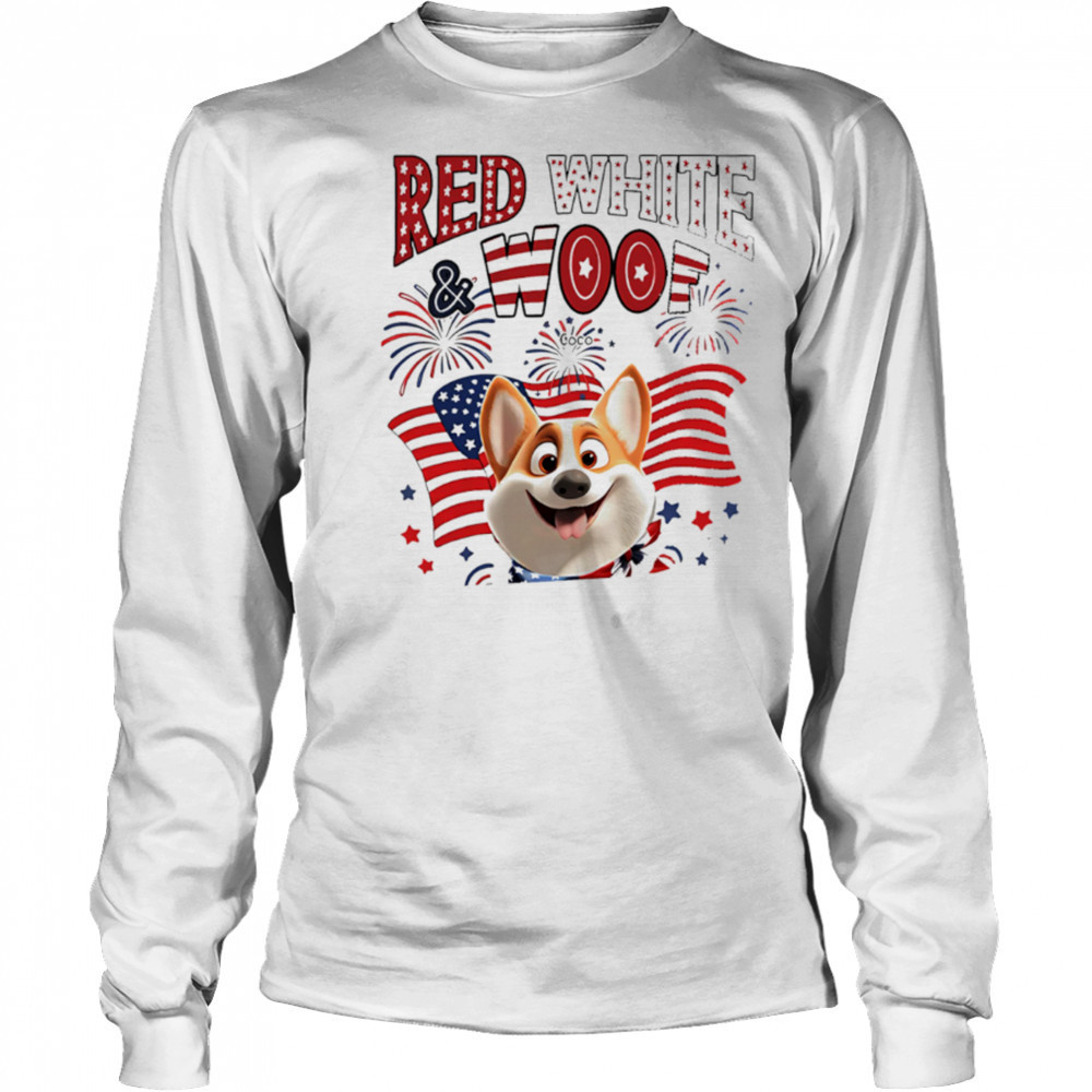 Red White and Woof cartoon shirt Long Sleeved