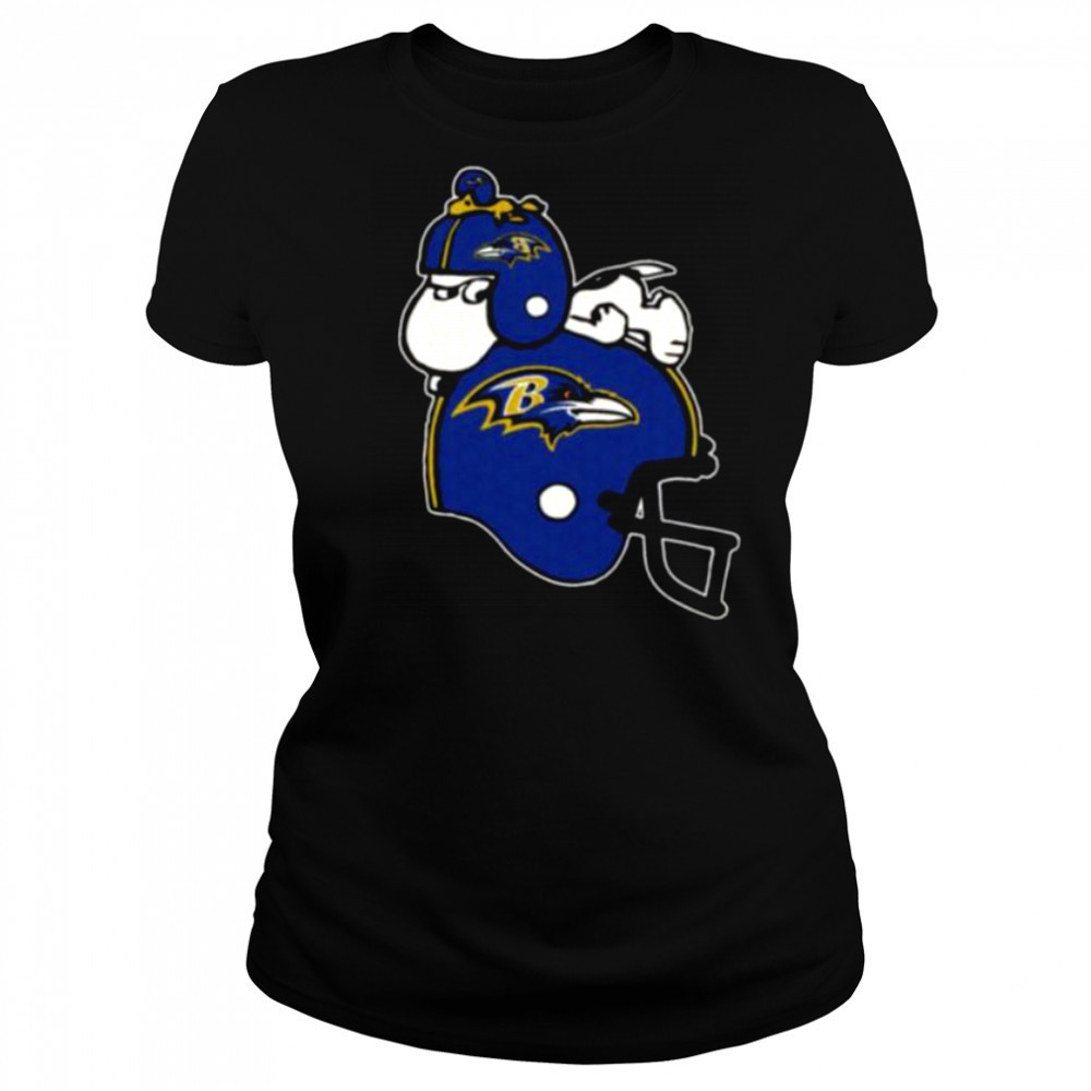 Snoopy And Woodstock Resting On Baltimore Ravens Helmet Shirt Women's T-shirt