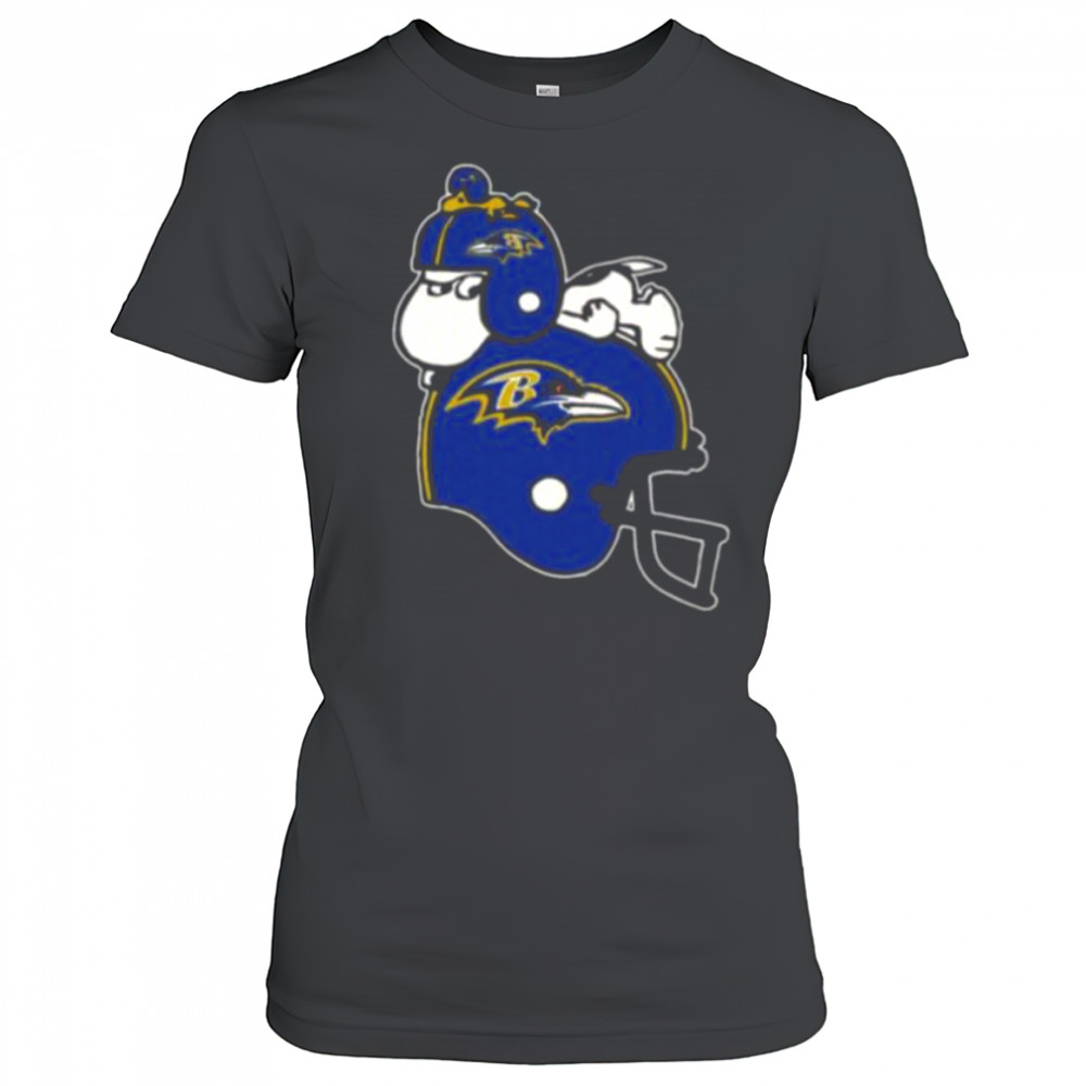 Snoopy And Woodstock Resting On Baltimore Ravens Helmet Shirt Women's T-shirt