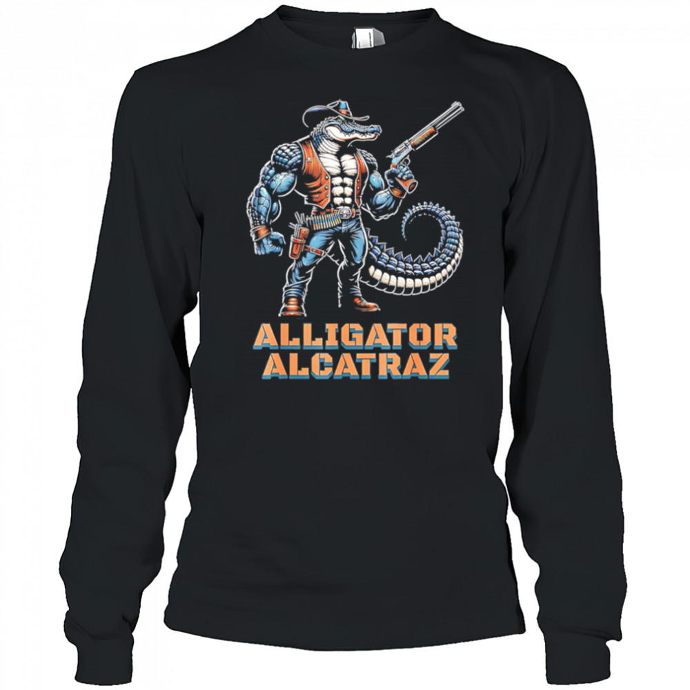Alligator alcatraz crocodile cowboy gun shirt Long Sleeved