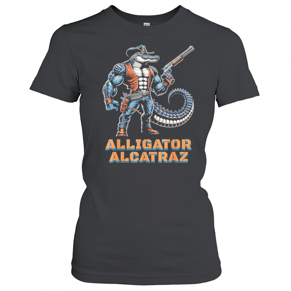 Alligator alcatraz crocodile cowboy gun shirt Women's T-shirt