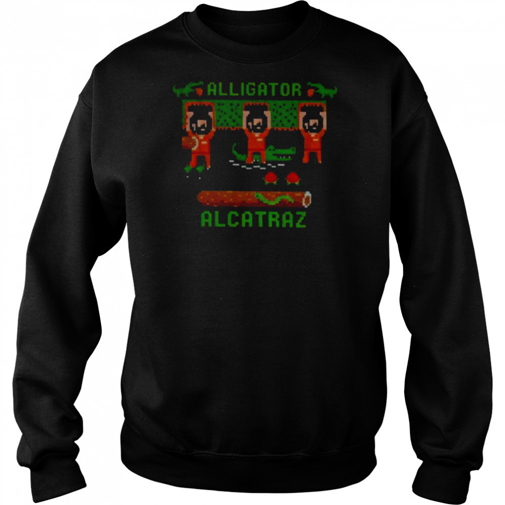 Alligator Alcatraz Trump’s Escape plan pixel art retro video game parody shirt Hoodie